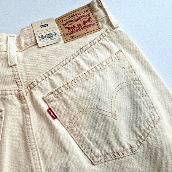 Levi’s 501 High Rise Straight Jeans Button Fly Womens 27 Beige NWT - Picture 5 of 7
